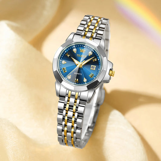 OLEVS 9931X femmes montres mode originale parfumé montre à Quartz étanche losange en acier inoxydable Date