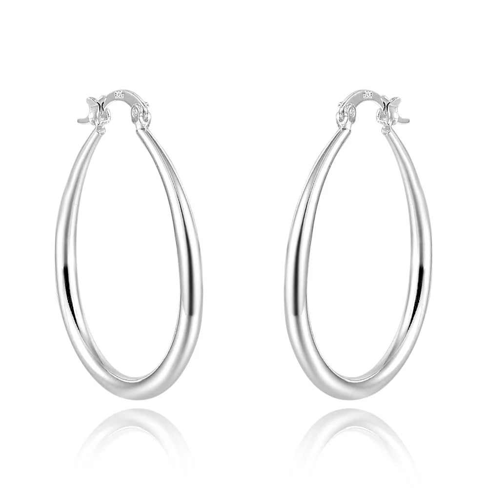 Boucles d'oreilles créoles géométriques simples en argent regardé 925 pour femmes, boucles d'oreilles cercle losange, bijoux de déclaration de mariage, mode