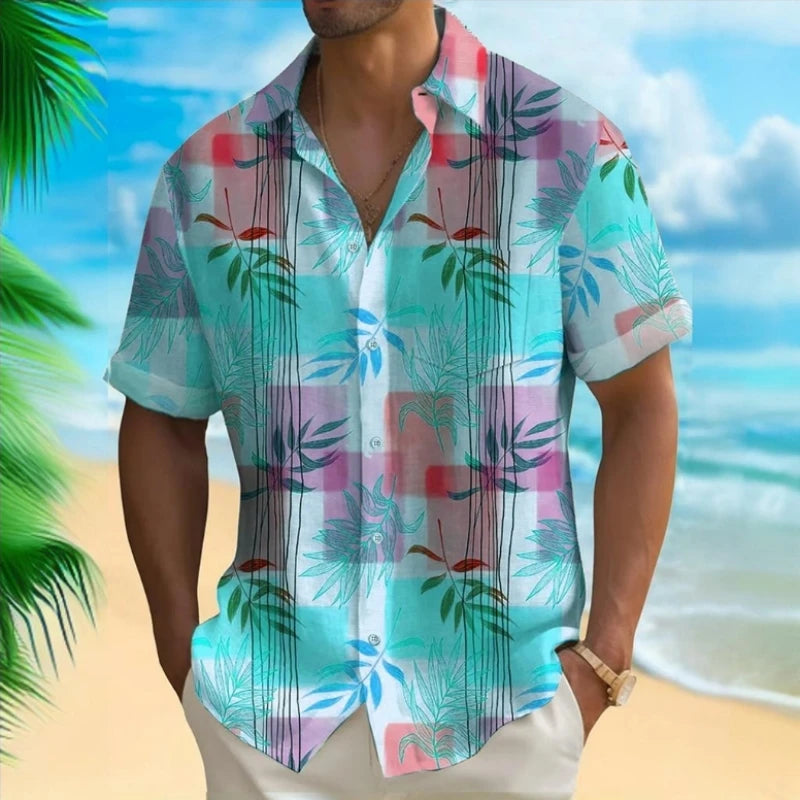 Chemises hawaïennes à imprimé floral 3D pour hommes, chemise d'été, chemises à manches courtes, vêtements décontractés pour hommes, été, 2024