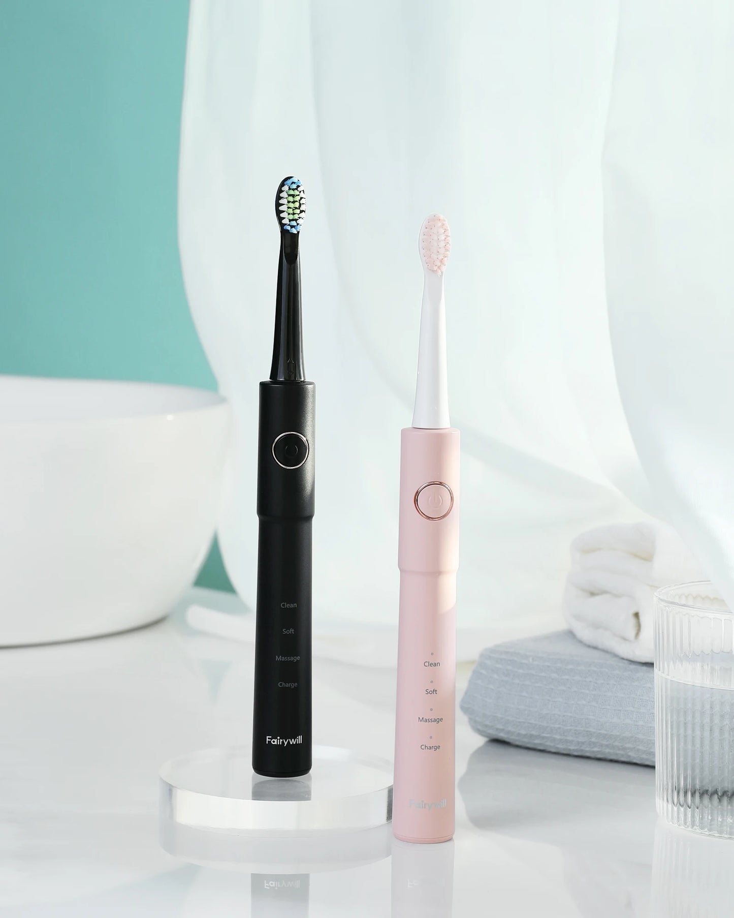 Fairywill – brosse à dents électrique sonique E11, étanche, Charge USB, avec 8 têtes de rechange