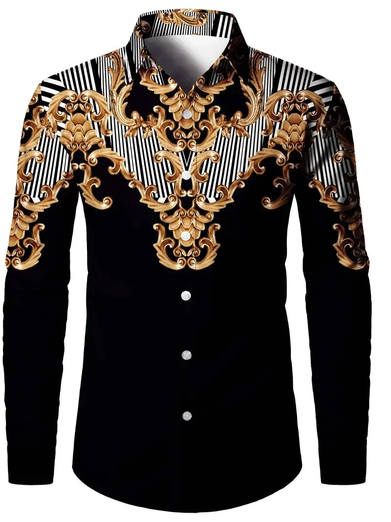 Chemise à manches longues pour hommes Chemise décontractée Vêtements Mode 3D Papillon Imprimé Manches longues Vêtements de mode pour hommes