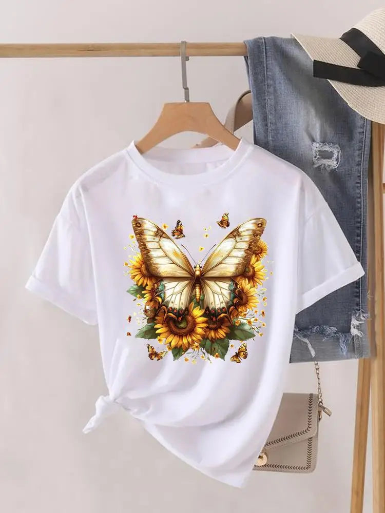 Tendance fleur Style mignon à manches courtes femmes imprimer femme chemise mode vêtements graphiques T-shirts vêtements dame t-shirt décontracté