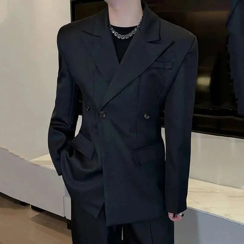 IEFB hommes Blazers nouvelle couleur unie tridimensionnel épaule conception printemps hommes vêtements élégant revers costume veste Club 9W1418
