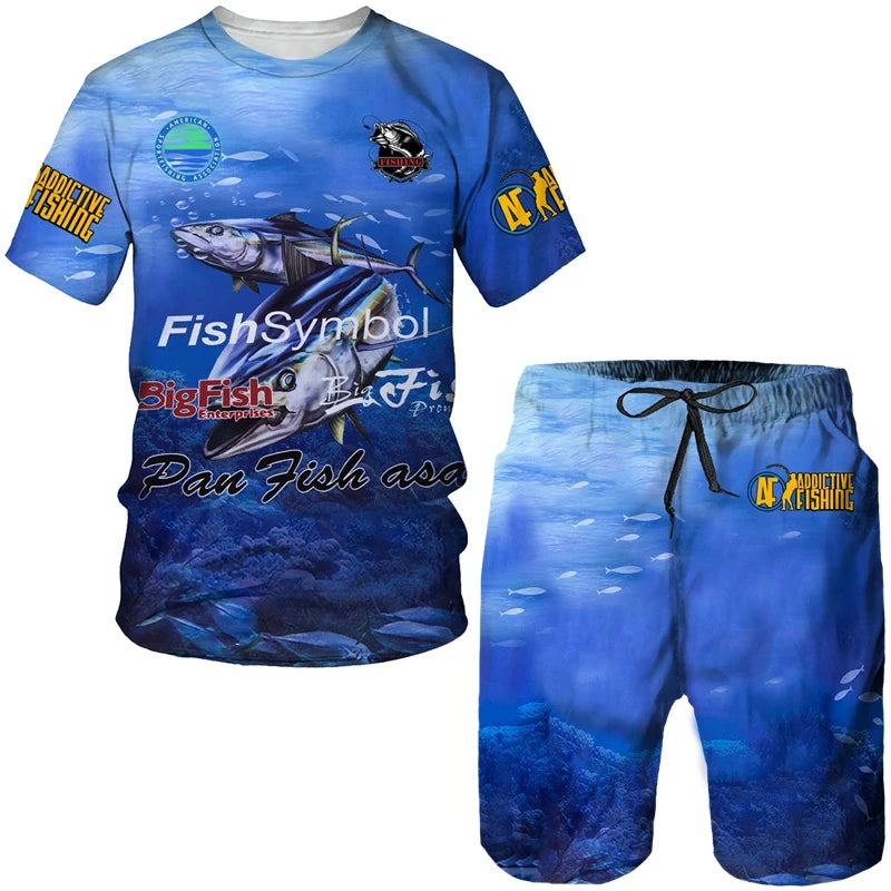 Été pêche bataille camouflage impression 3D hommes T-Shirts ensembles Harajuku mode T-Shirt Shorts deux pièces ensemble pull décontracté survêtement