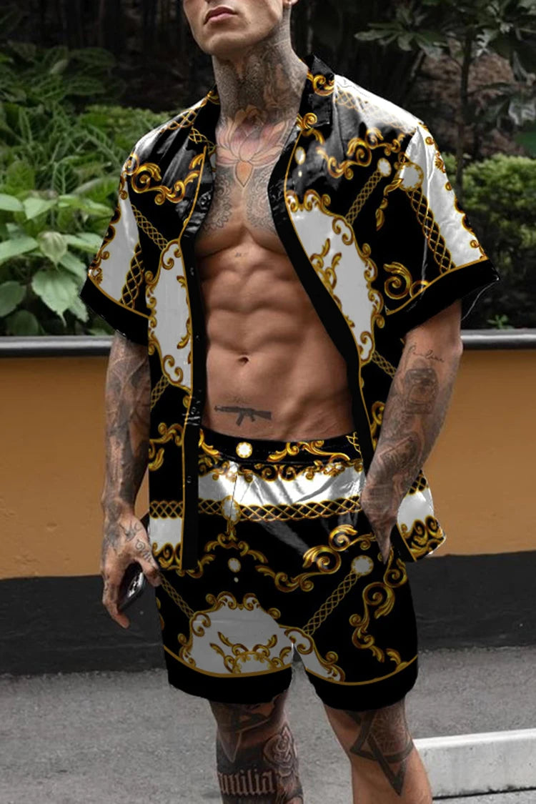 Ensemble hawaïen chaud hommes impression ensemble à manches courtes été décontracté chemise florale plage deux pièces costume bouton nouvelle mode hommes ensembles 