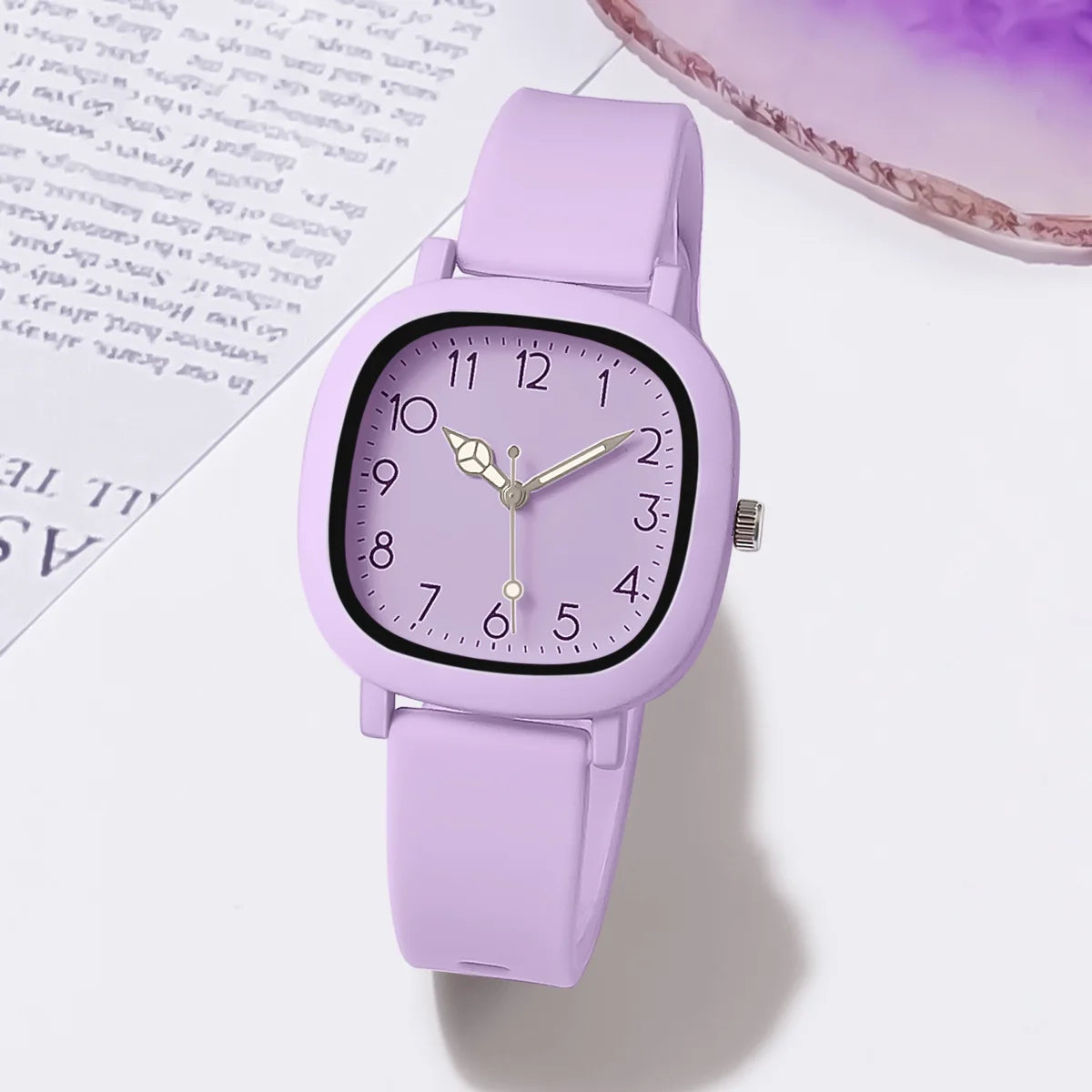 Montre à quartz avec bracelet en silicone, boîtier carré, schème de couleurs MSI,