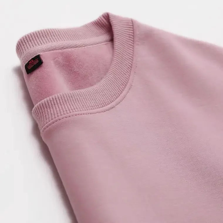 Sweat-shirt épais en peluche de coton pur, pull à col rond solide, mince et lourd, automne et hiver, chaud, 600g