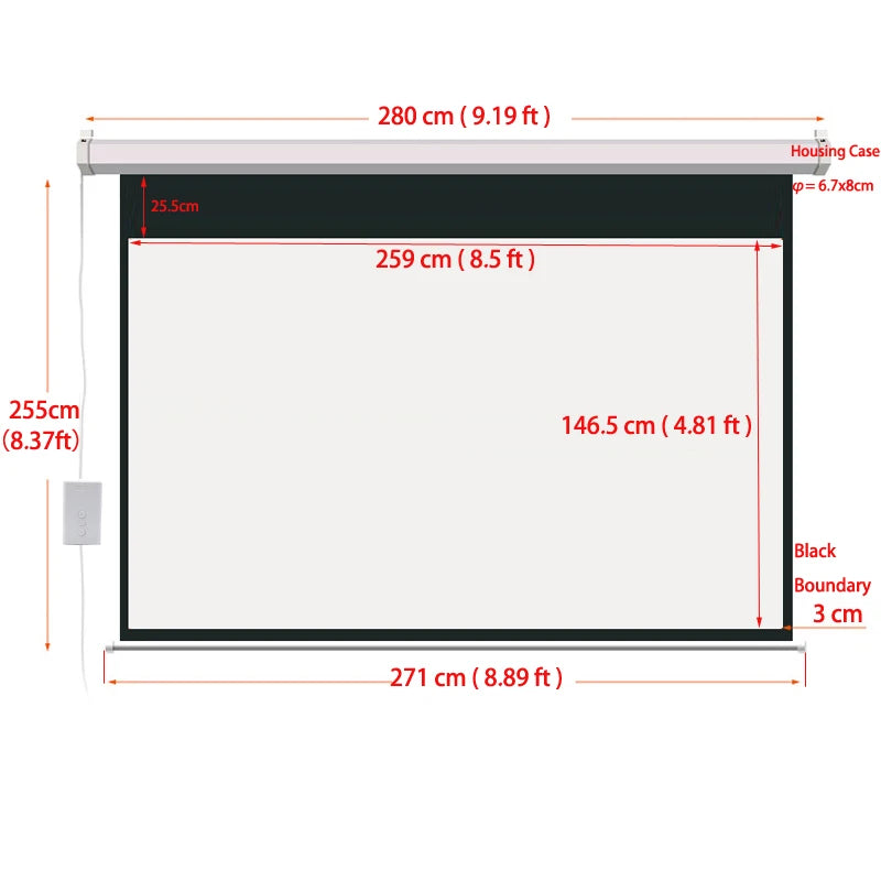 HD Projection Screen for Large Cinema, Fast Delivery, 120 Inch, 16:9, Matte White, 3D Projector, Electric Screens with Remote Control