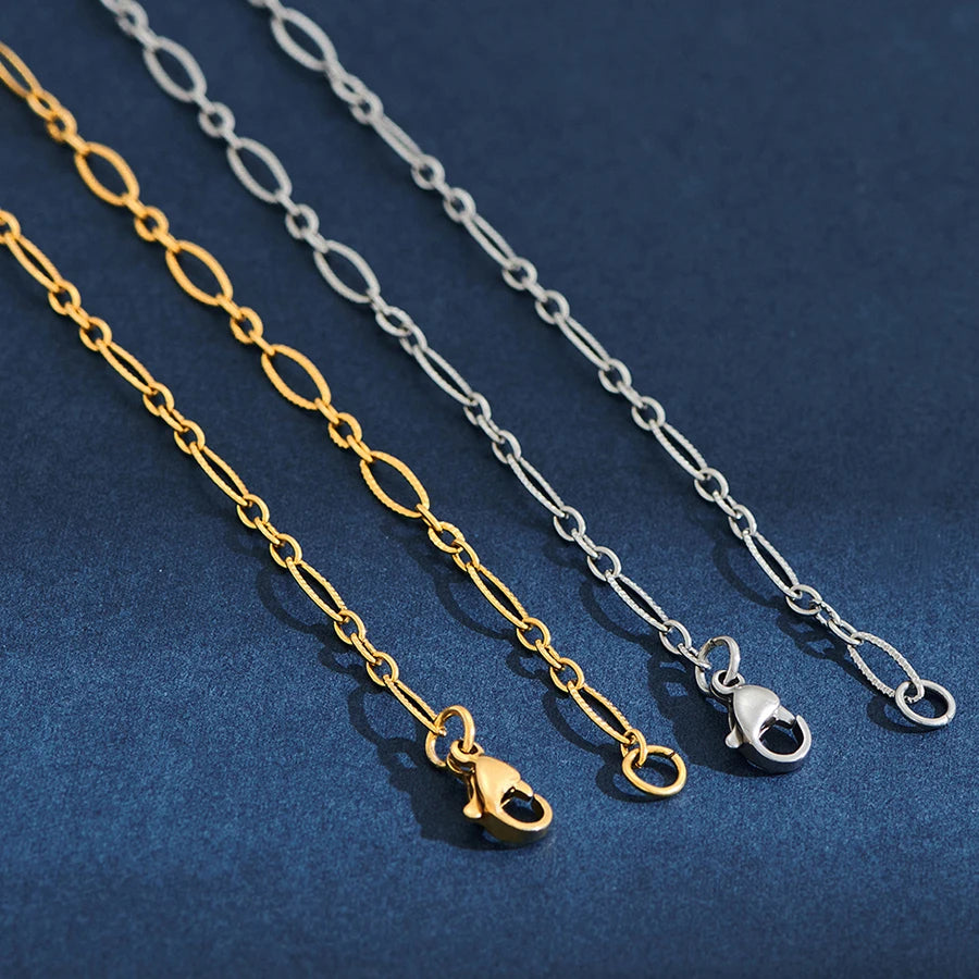 Collier Figaro O JONecklace en acier inoxydable gaufré SION L pour hommes et femmes,