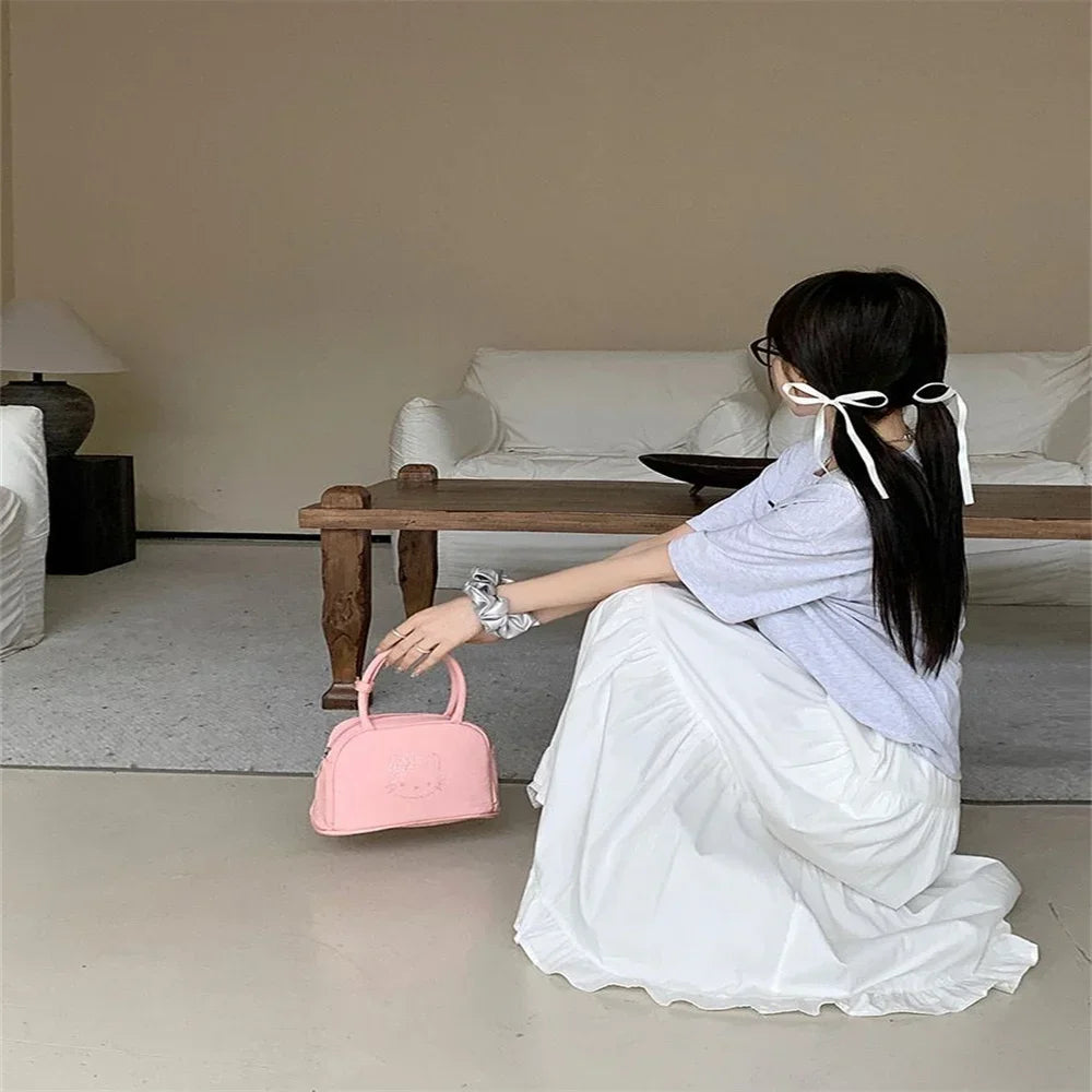 Jupe longue blanche en coton taille haute pour femmes, jupes de gâteau, mode coréenne, doux, simple, adt, ligne A, nouveau, été, 2024