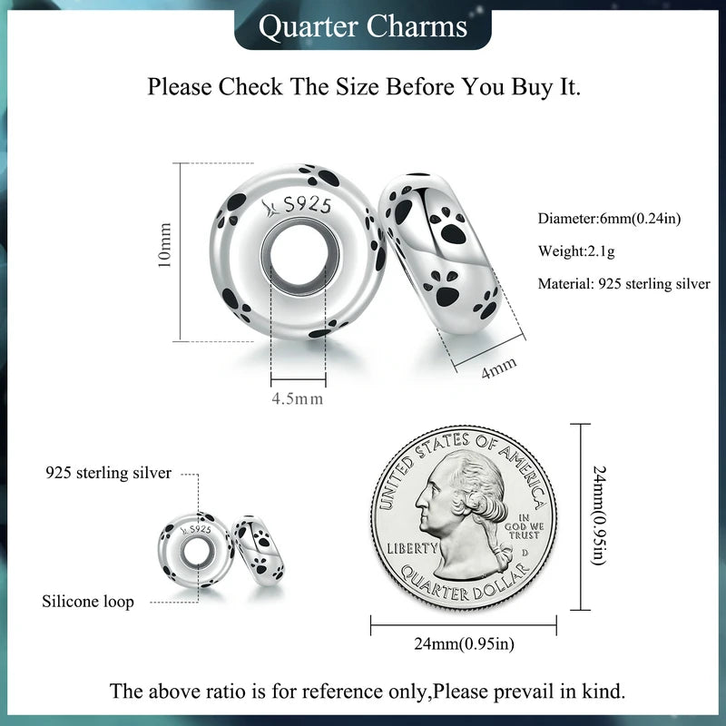 BAMOER authentique 925 en argent Sterling chien empreinte animale chat coeur amour entretoise breloque idéal pour Bracelet l SCC594