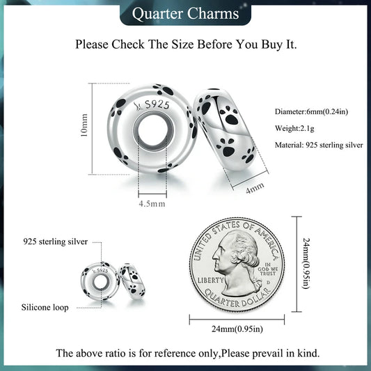 BAMOER authentique 925 en argent Sterling chien empreinte animale chat coeur amour entretoise breloque idéal pour Bracelet l SCC594