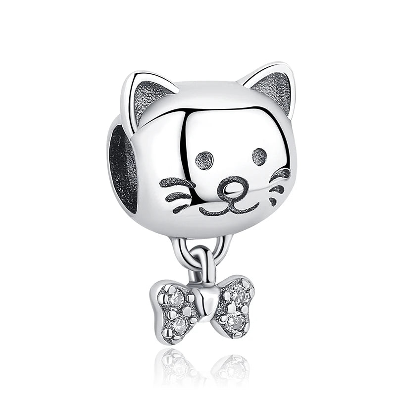 Original 925 en argent Sterling breloque perle amour chien chat patte Panda luciole pendentif breloques idéal pour bracelet colliers femmes bijoux