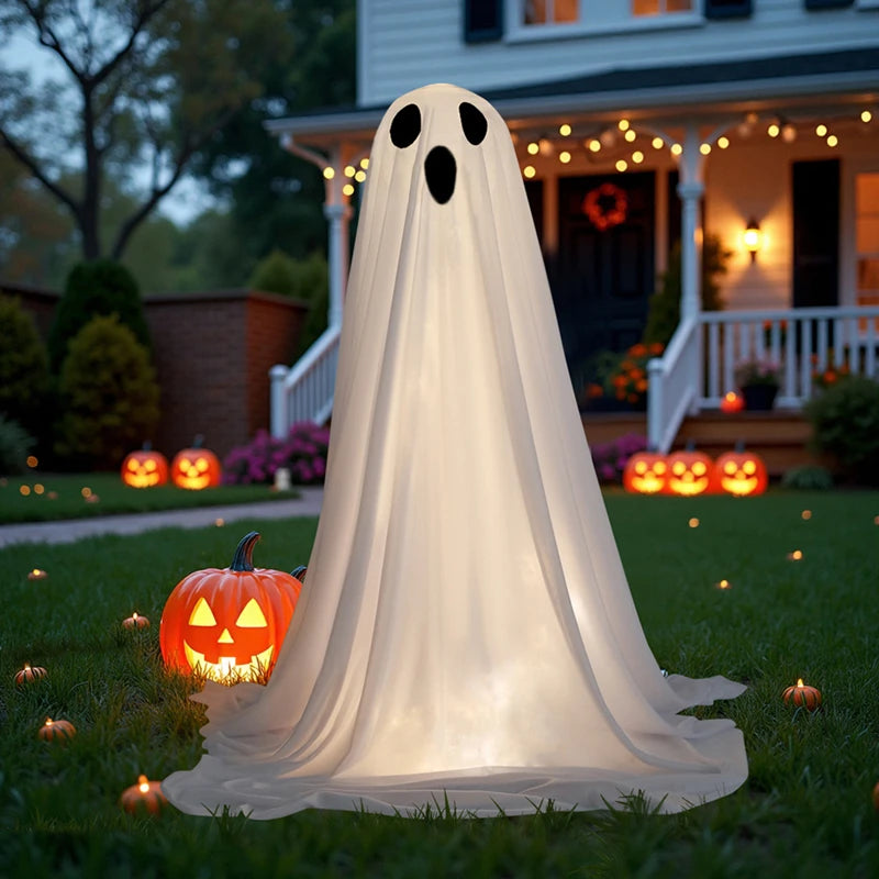 Décor fantôme LED d'Halloween – Décorations de chapeau de sorcière éclairées mignonnes et effrayantes pour porche, cour et accessoires d'affichage d'intérieur de la maison