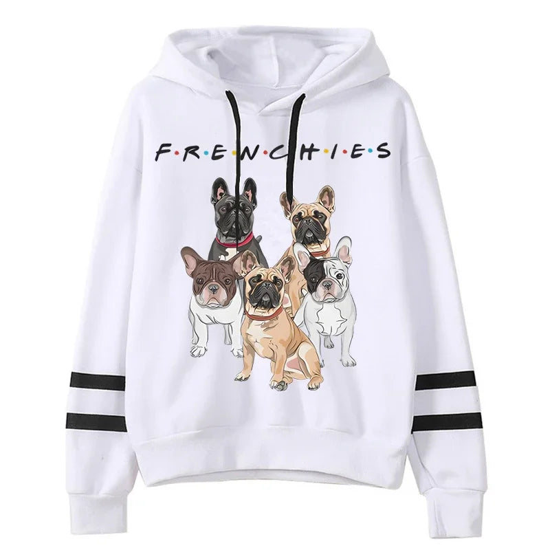 Kawaii bouledogue français sweats à capuche décontracté mode hommes vêtements haute rue sweat ample pour les femmes coréen drôle pull chien à capuche