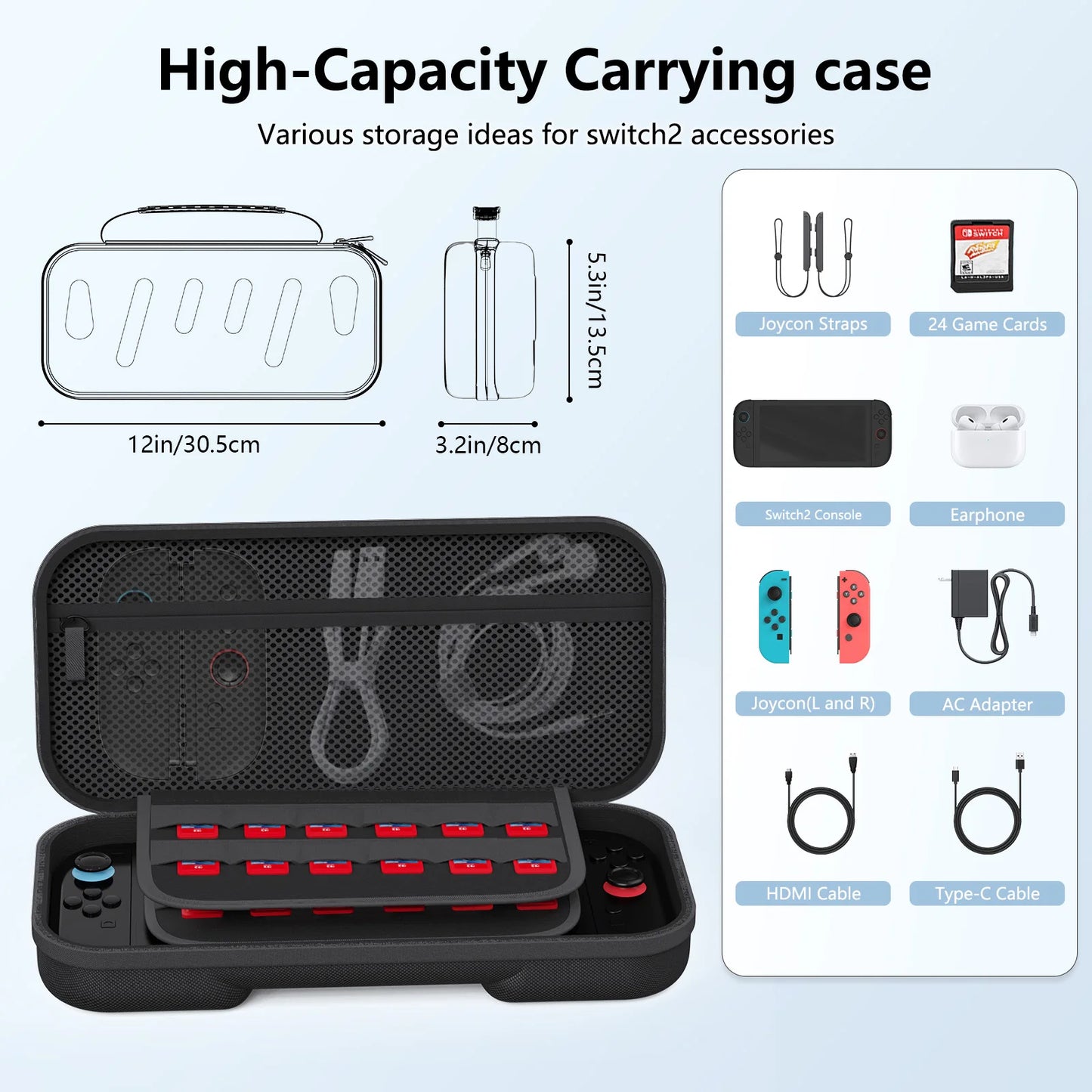 Carrying Case for Switch 2 Slimline Model 2025, Protective Hard Case with 20 Game Card Slots, Portable Travel Organizer