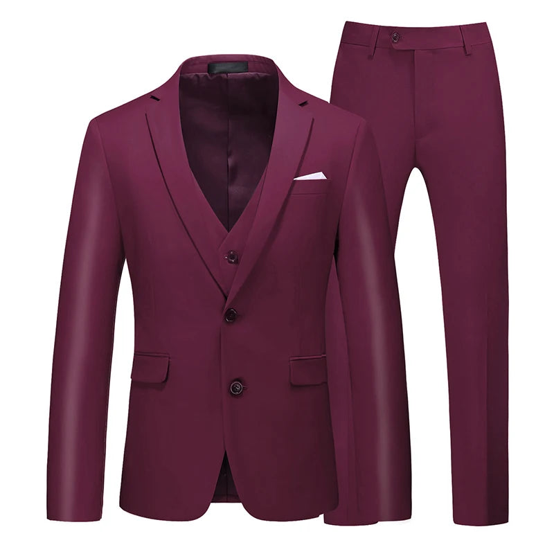 Costume vert clair pour Homme, 3 pièces (veste + pantalon + gilet), noir, gris, rouge, Terno Masculino, mode Slim, taille asiatique M-6XL