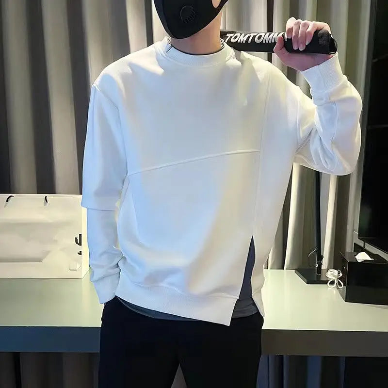 Pull à manches longues et col rond pour hommes, pull polyvalent simple, design de mode, printemps et automne, nouveau, 2023
