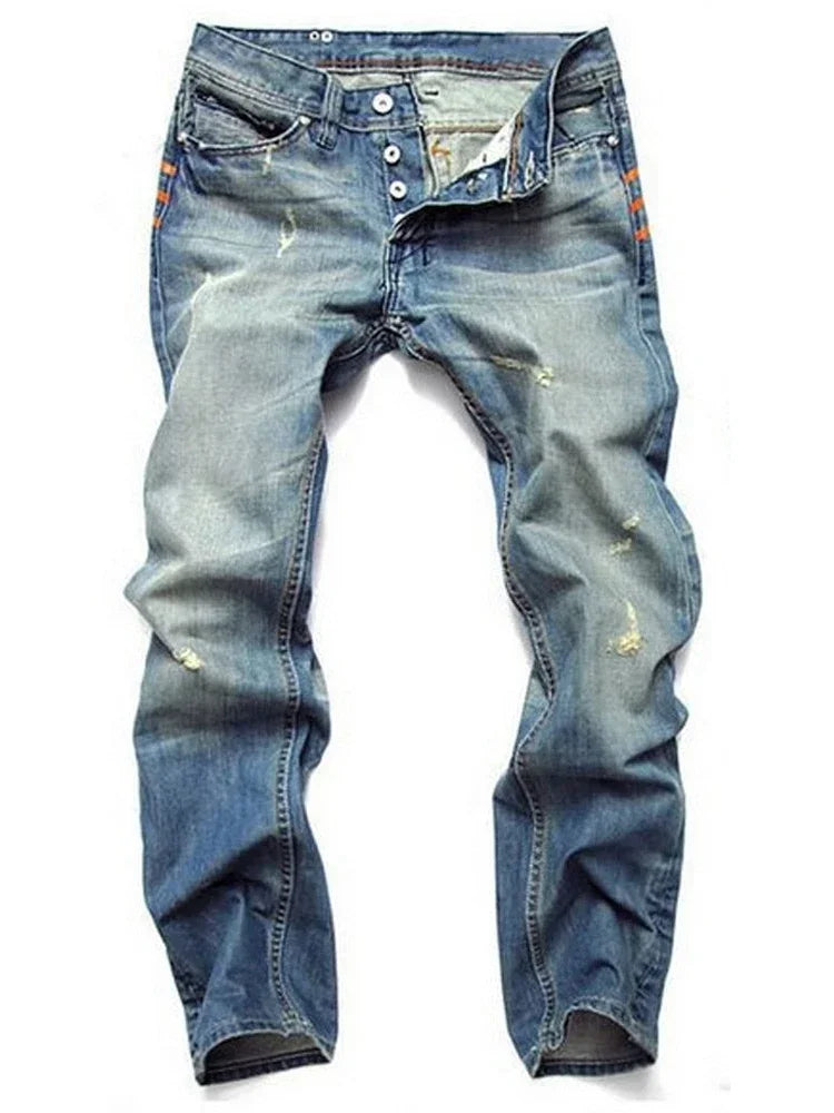 Jean rétro pour hommes, pantalon en Denim, taille moyenne, délavé, droit, Streetwear, Vintage, fermeture éclair, longueur cheville, automne 2025