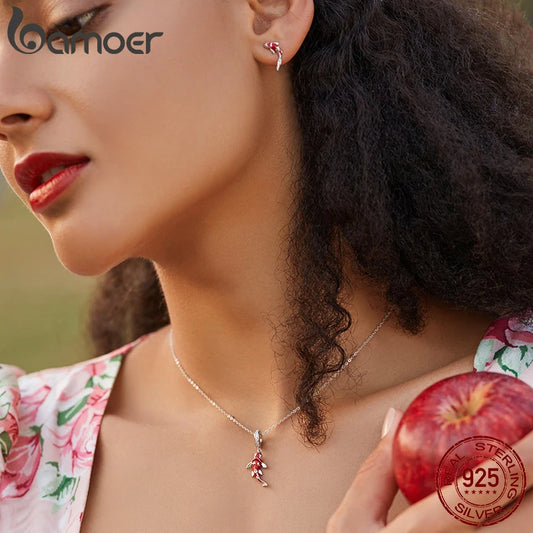 Bamoer 925 argent Sterling émail rouge poisson