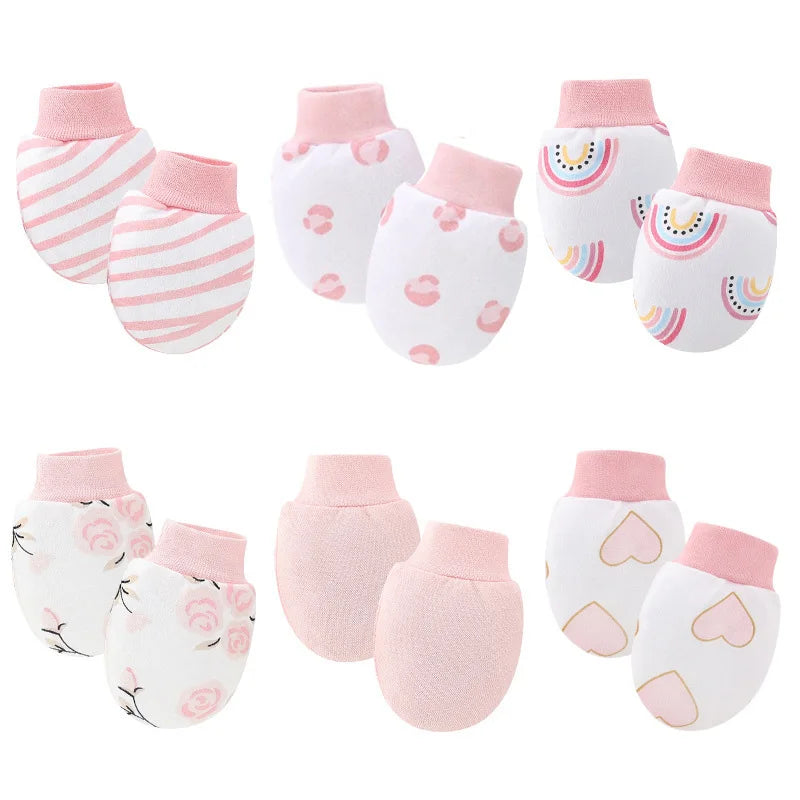 Gants de Protection pour nouveau-né, 6 paires/lot, mitaines pour bébé garçon, en coton doux, anti-rayures, imprimés de dessins animés, fournitures pour nourrissons filles