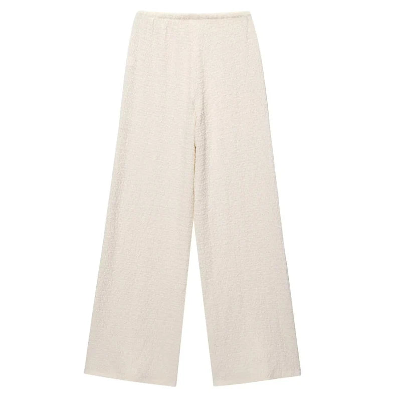 HXAO femmes deux pièces ensemble Texture pantalon ensembles sans manches gilet haut et bas ensemble femmes été Baggy pantalon ensemble 2 pièces ensembles décontractés