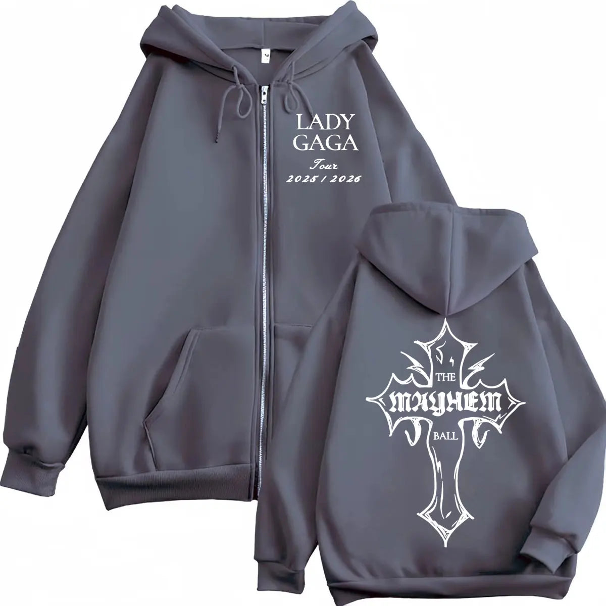 Lady Gaga The Mayhem Ball Tour 2025 sweat à capuche avec fermeture éclair hommes femmes haute qualité mode sweat à capuche décontracté ample polaire pulls