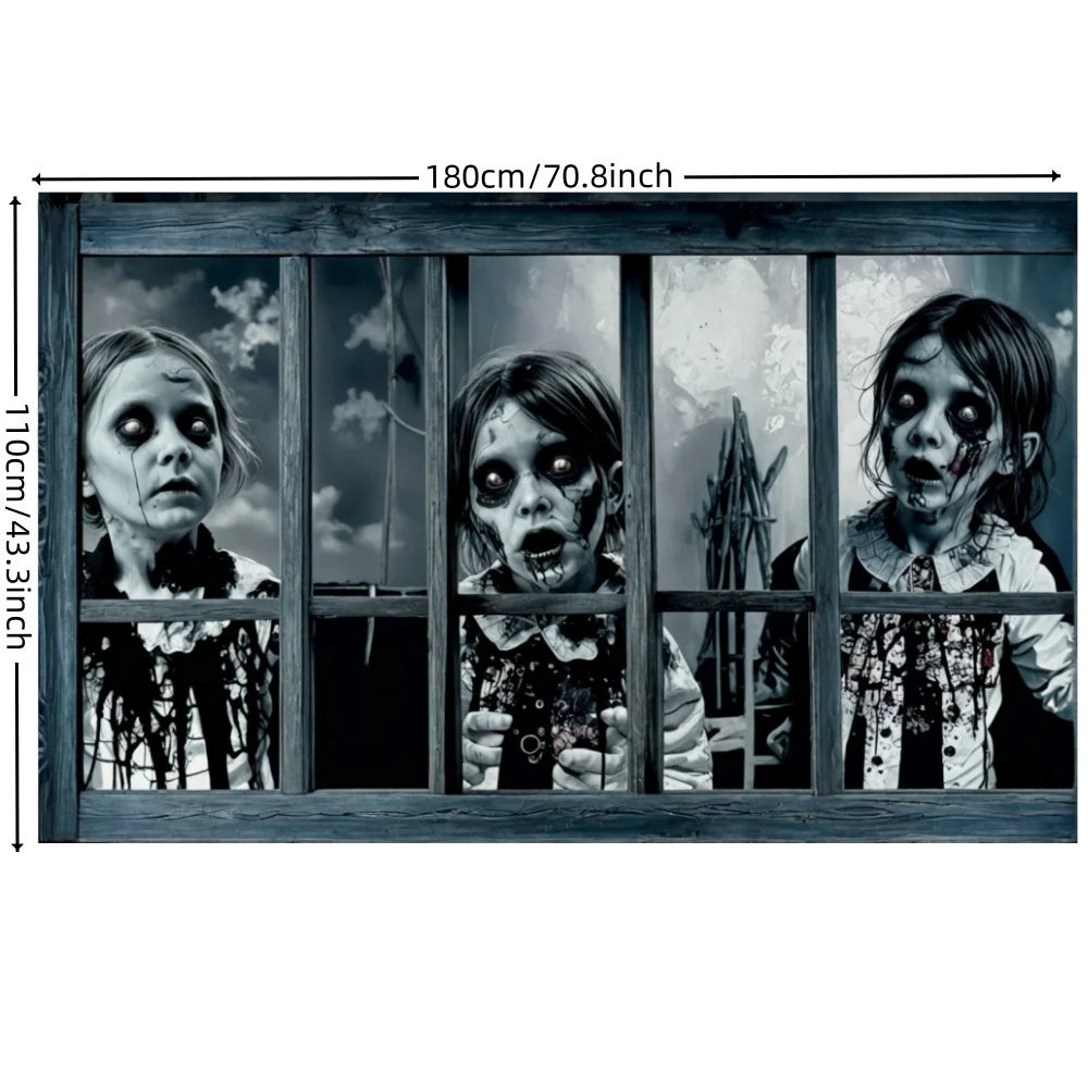 Bannière de Décoration de Fenêtre d'Halloween pour Fille et Garçon, Accessoires de Photographie, Horreur, Effrayant, Terreur, Fantôme, Marié, Mariée