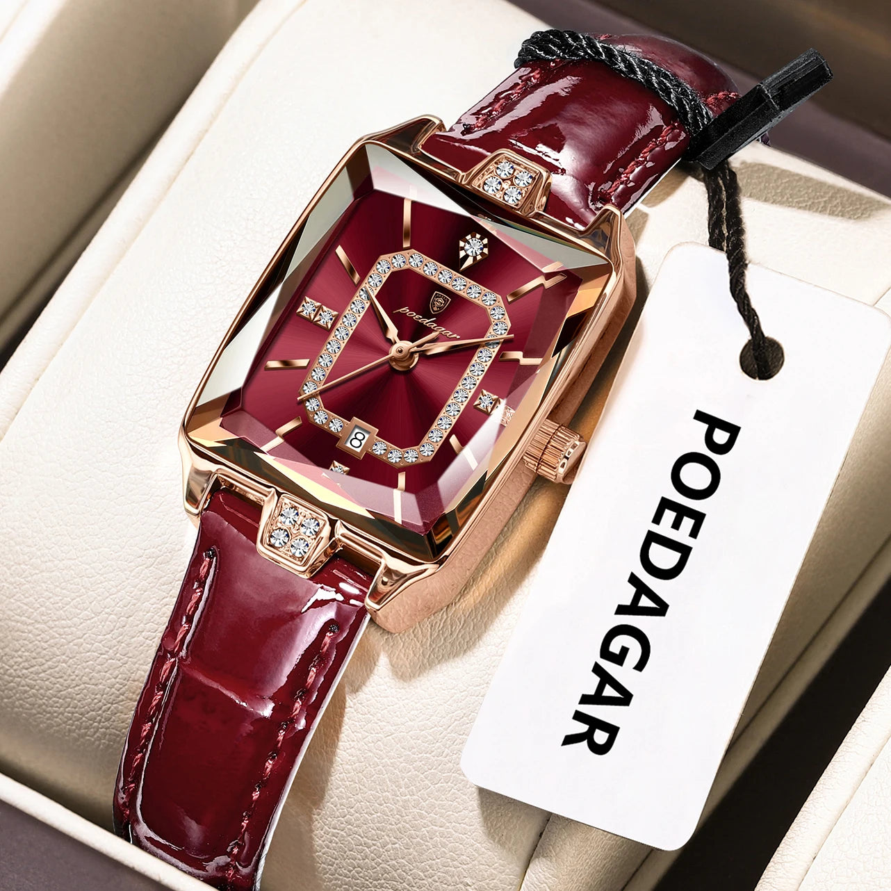 POEDAGAR classique luxe femmes montres étanche en cuir Date mode femme montre élégante de haute qualité Quartz femmes montre-bracelet
