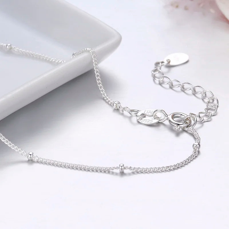 Bracelet de cheville fin en argent regardé 925 pour femme, perle gourmette, bijoux de pied pour fille, bracelet de jambe, pieds nus, migrant illera, 22 + 3cm