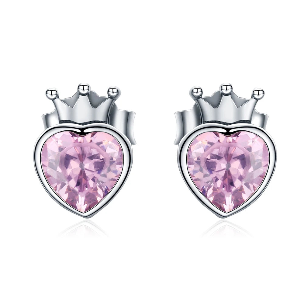WOSTU boucles d'oreilles cœur fleur 100% argent Sterling 925 perle petites boucles d'oreilles pour femmes mariage fiançailles bijoux cadeaux