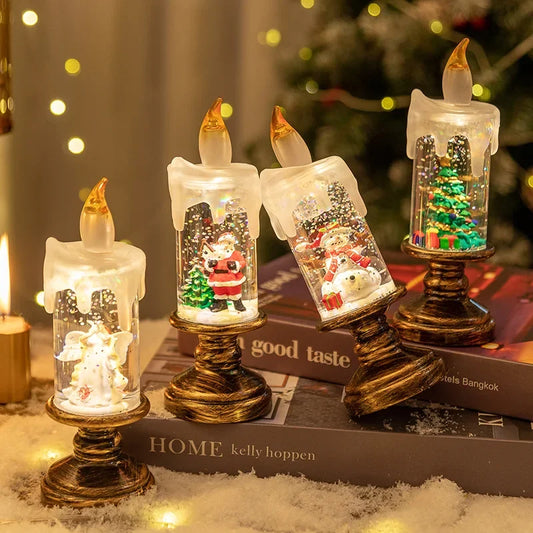Décorations de Noël chaudes, lampe à vent, bougie ci-après, boule de cristal, lumières, flocon de neige, boîte à musique, cadeau de Noël, scène de Gand