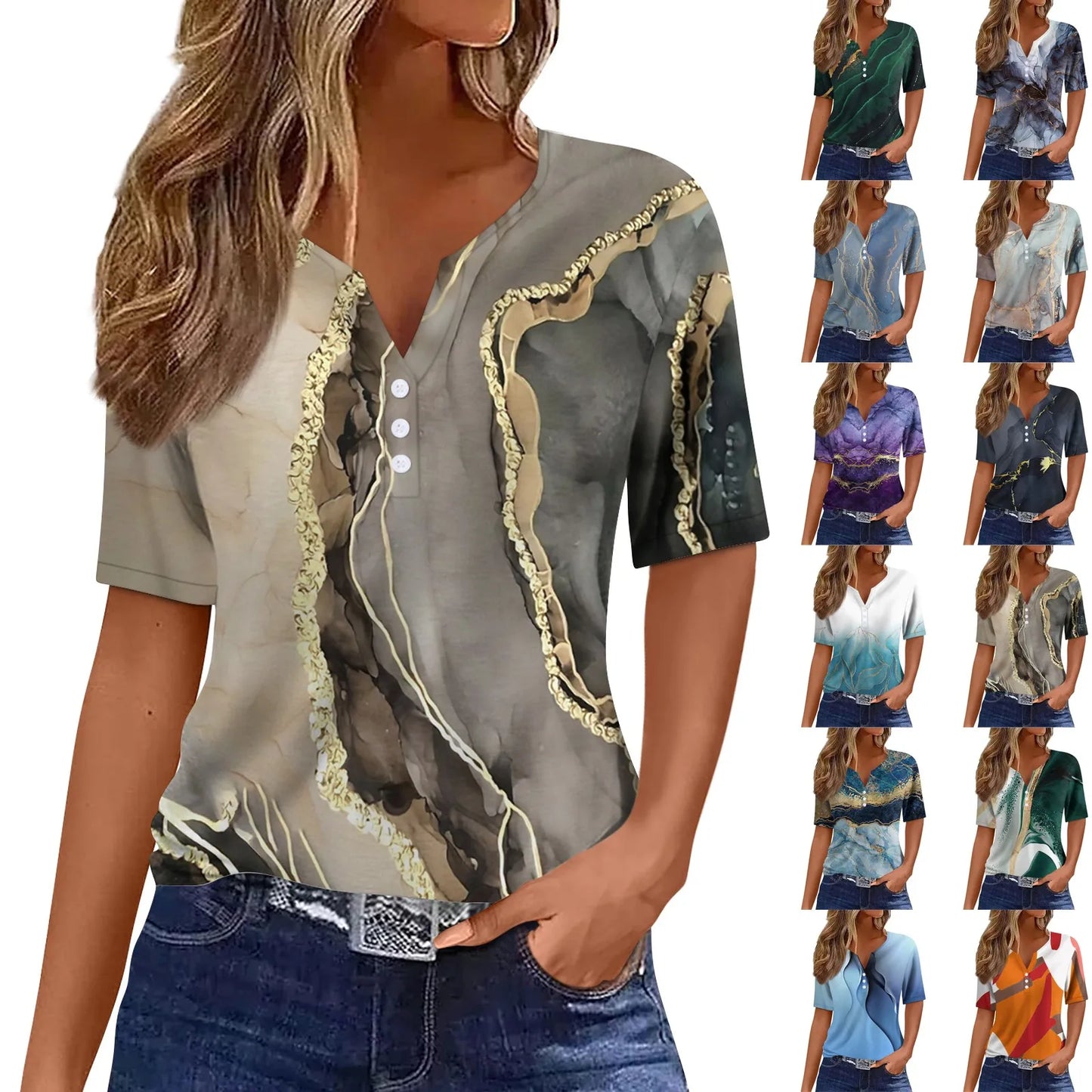 T-shirt à motif simple et élégant pour femmes, haut imprimé à la mode, streetwear de loisirs d'été, vêtements féminins, nouveau