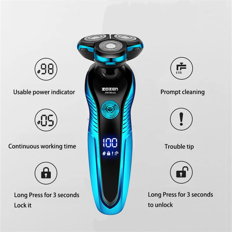 ZOZEN rasoir électrique rasoir électrique Rechargeable tondeuse à cheveux coupe Machine à raser pour hommes tondeuse à barbe humide-sec double usage