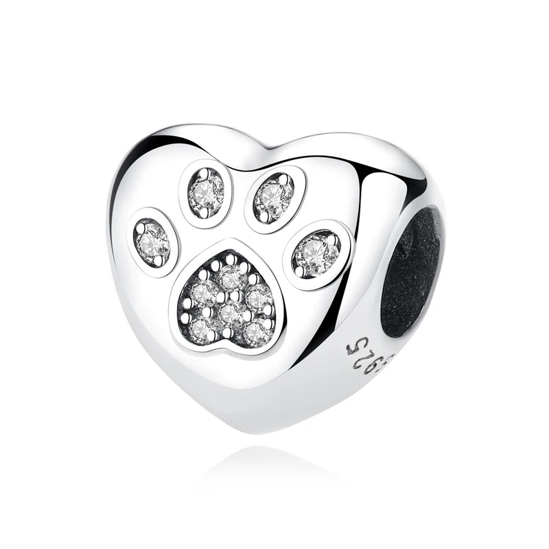 Original 925 en argent Sterling breloque perle amour chien chat patte Panda luciole pendentif breloques idéal pour bracelet colliers femmes bijoux