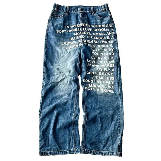 Hip Hop hommes jean Y2k noir rayé Baggy jean gothique brodé haute rue Harajuku rétro Streetwear jambe large Denim pantalon
