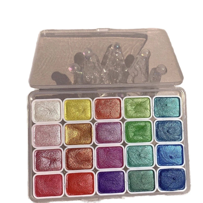 Ensemble d'aquarelle nacré de 20 couleurs, ensemble de peinture aquarelle métallique, scintillant, pour artistes, étudiants, amateurs
