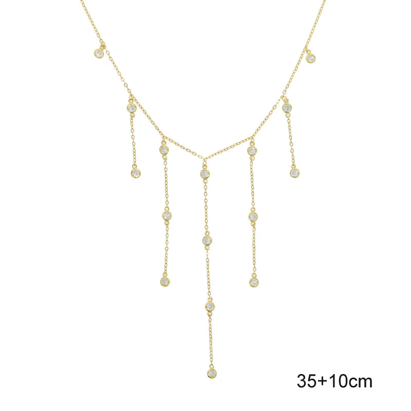 Collier ras du cou en argent Sterling 925 pour femmes, Station CZ transparente, multi-charmes, à la mode, délicat, points Disco, goutte d'eau, pendentif