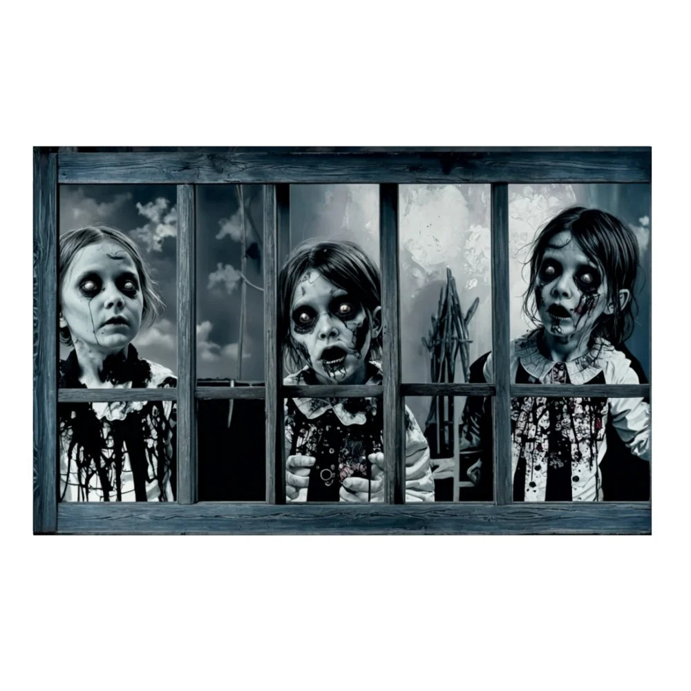 Bannière de Décoration de Fenêtre d'Halloween pour Fille et Garçon, Accessoires de Photographie, Horreur, Effrayant, Terreur, Fantôme, Marié, Mariée