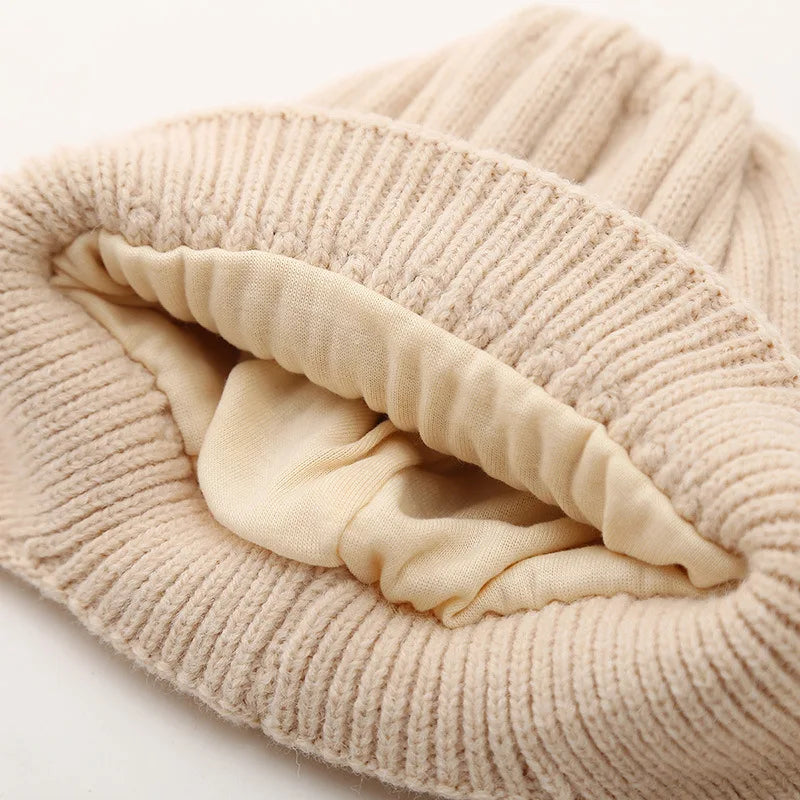 Chapeau en laine avec cache-oreilles brodé pour bébé, bonnet pour tout-petit, protection des oreilles pour enfants, lettre, document solide, chaud, hiver