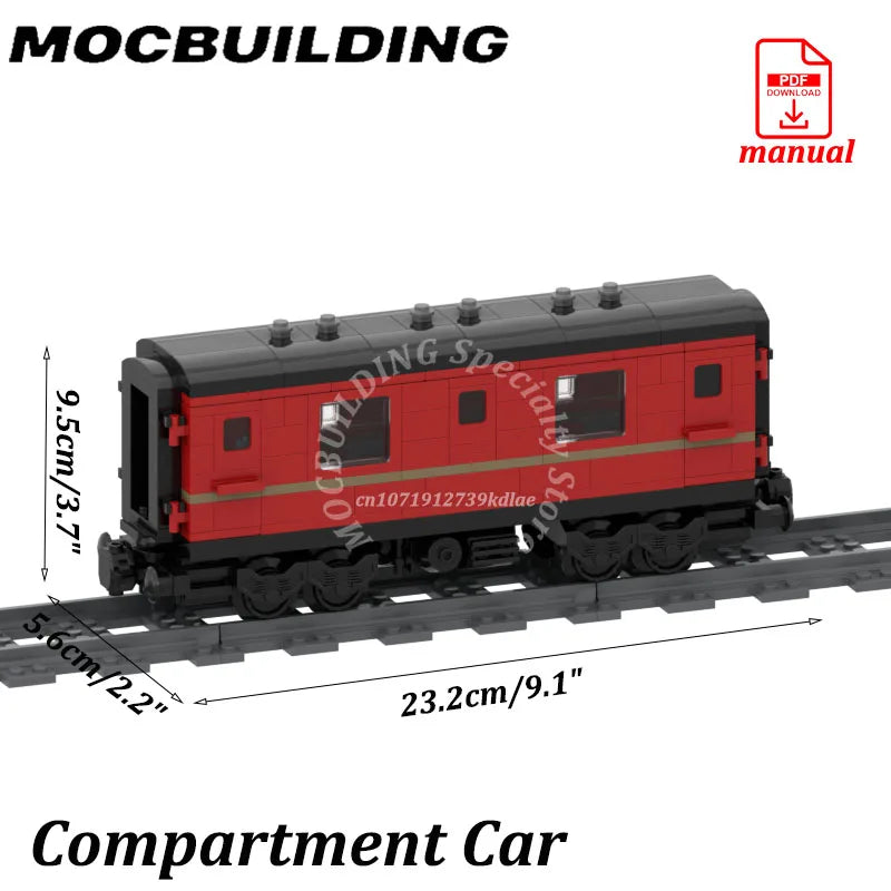 Modèle d'affichage de train de compartiment à passagers de voiture de ville, accessoires de chemin de fer, bricolage de nuits de construction MOC, jouets en brique, cadeau de jouet