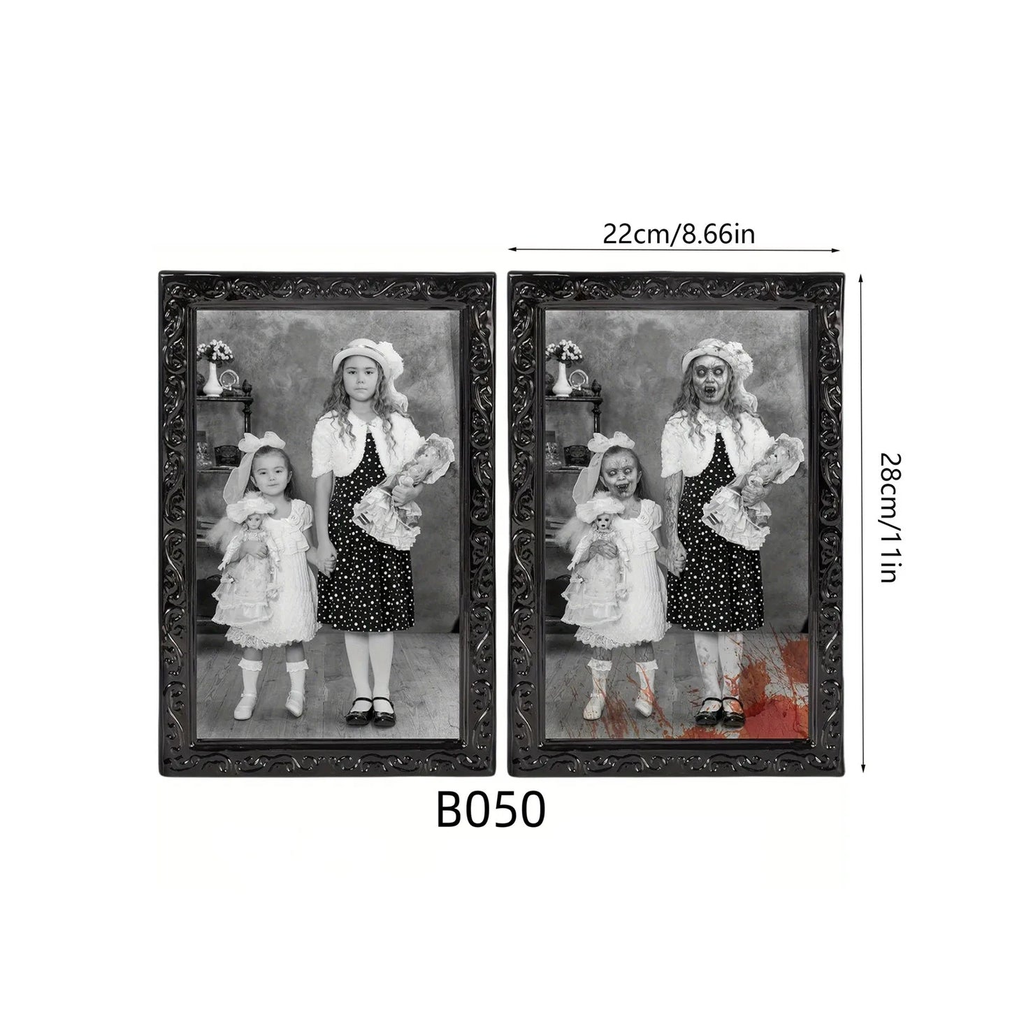 Décor Mural Effrayant d'Halloween 3D Proxy, Cadres d'Images Mobiles, Portrait Gothique, Affiche d'Horreur, Décoration de Manoir, Fourniture de ix