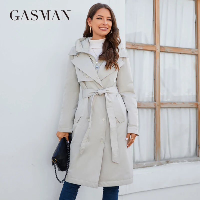 GASMAN – doudoune longue en coton fin pour femme, 2023