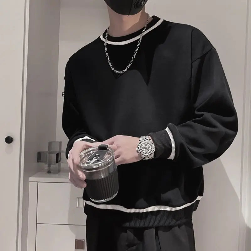 ChimMen's Round Neck Casual Oversize Long Sletransved Pull pour hommes, Abonnés, Édition coréenne, Printemps, Automne, Nouveau, 2024