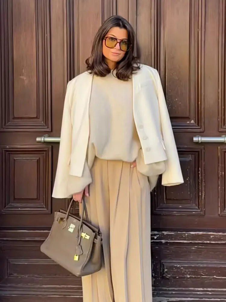 TRAFZA 2025 printemps femmes mode Blazer solide manches longues costume ample manteau femme polyvalent Streetwear femme manteau d'extérieur haut