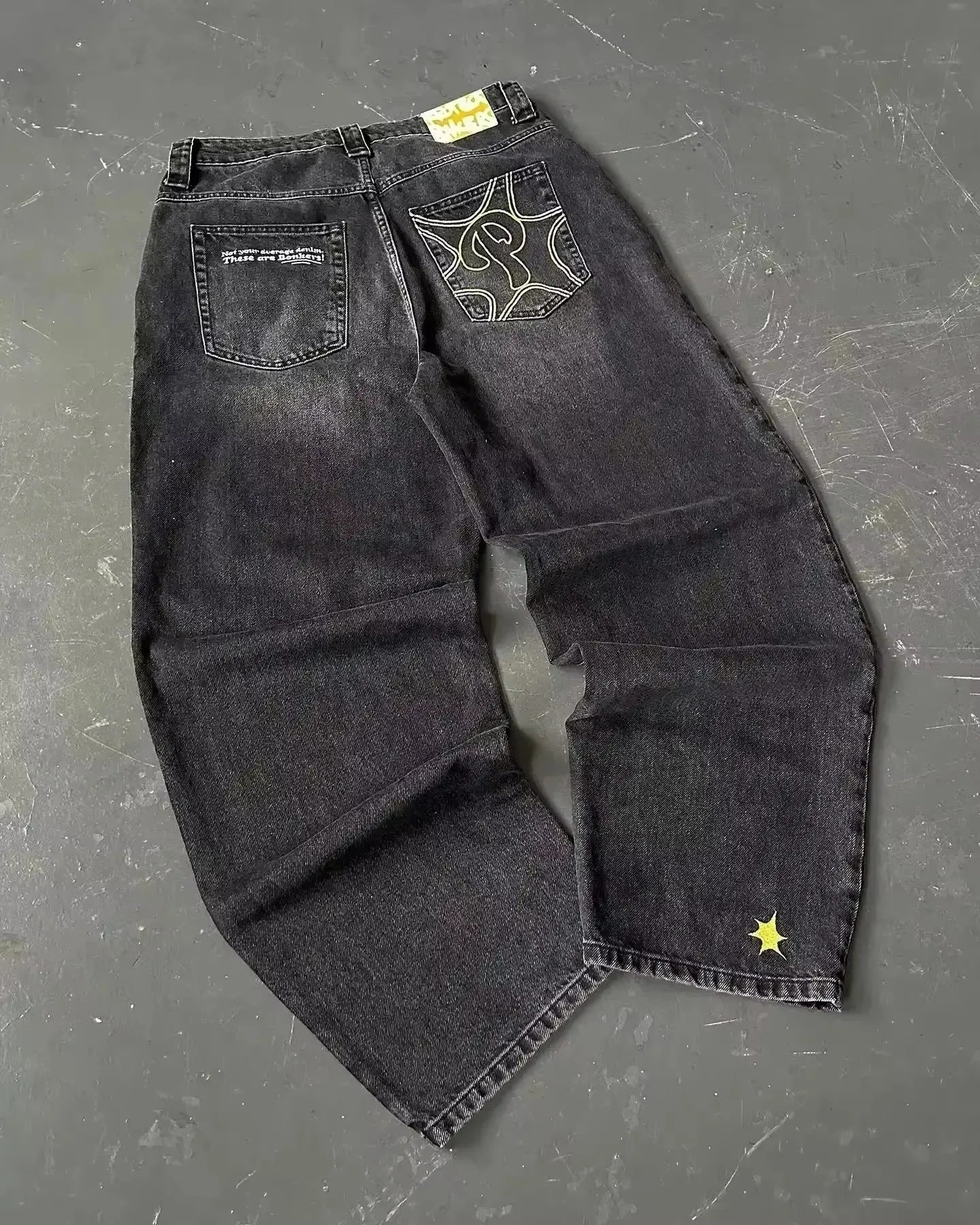 Baggy jean femmes américain Streetwear à la mode lavé Denim pantalon rétro Hip Hop haute rue cloche-bas