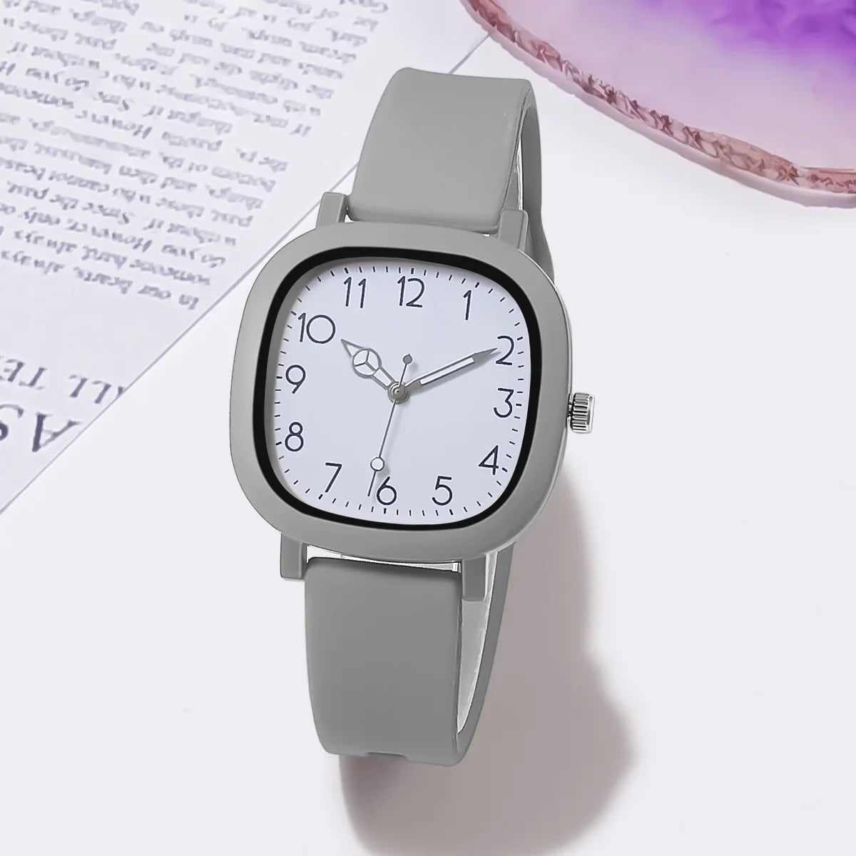 Montre à quartz avec bracelet en silicone, boîtier carré, schème de couleurs MSI,