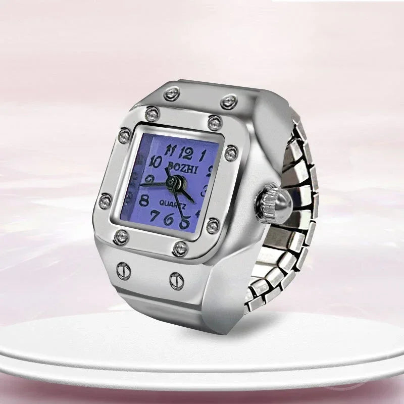 Montre de doigt punk vintage pour hommes et femmes, mini bracelet élastique,