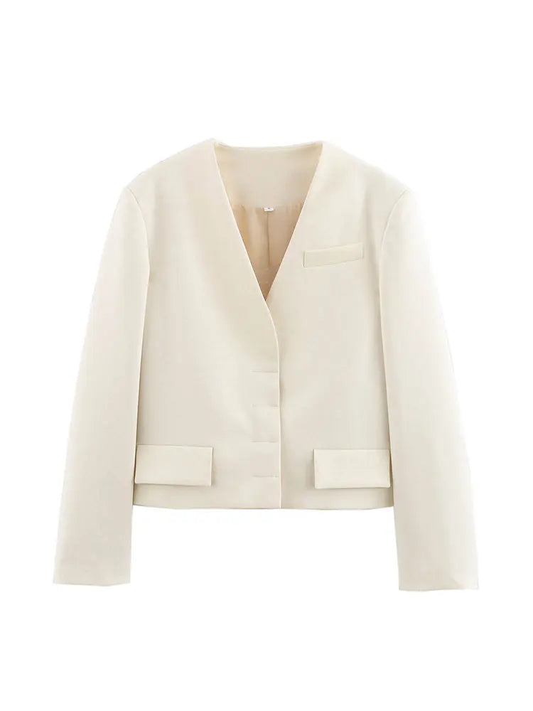 TRAFZA 2025 printemps femmes mode Blazer solide manches longues costume ample manteau femme polyvalent Streetwear femme manteau d'extérieur haut