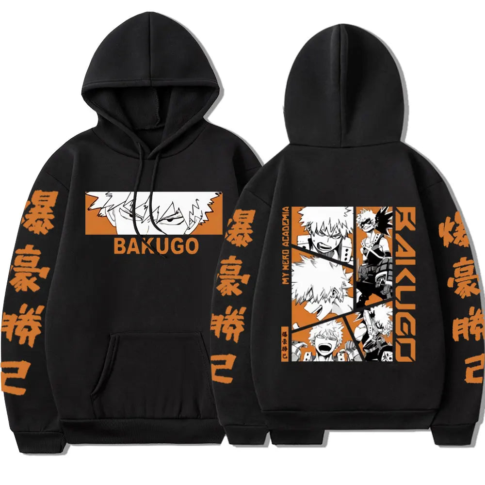My Hero Academia Anime hommes femmes mode sweat à capuche Bakugou Katsuki pulls décontractés surdimensionné à manches longues sweat Streetwear